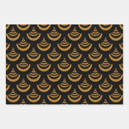 Nieuwjaar gouden en zwarte decoopstijl inpakpapier vel (Voorkant 2)