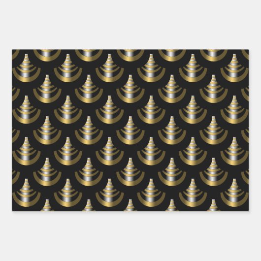 Nieuwjaar gouden en zwarte decoopstijl inpakpapier vel (Voorkant)