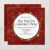 Nieuwjaar, goudsterren, feest kaart (Voorkant / Achterkant)