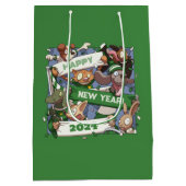 Nieuwjaar Grappig Dierensport Fans Sjaal Cartoon Medium Cadeauzakje (Achterkant)