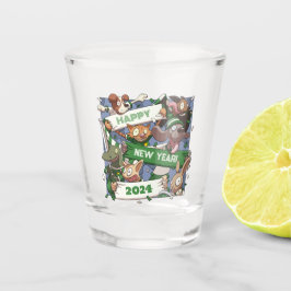 Nieuwjaar Grappig Dierensport Fans Sjaal Cartoon Shot Glas