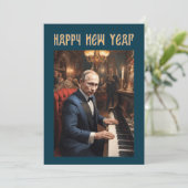 Nieuwjaar Grappig Vladimir Poetin Russisch Feestdagenkaart (Staand voorkant)