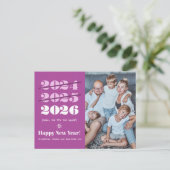 Nieuwjaar grappige 3de-tijd charm Modern Paarse fo Feestdagenkaart (Staand voorkant)