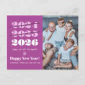 Nieuwjaar grappige 3de-tijd charm Modern Paarse fo Feestdagenkaart (Voorkant)