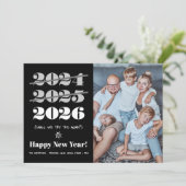 Nieuwjaar grappige 3e keer een Charm Black White f Feestdagenkaart (Staand voorkant)