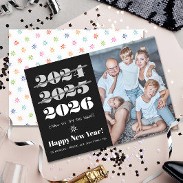 Nieuwjaar grappige 3e keer een Charm Black White f Feestdagenkaart