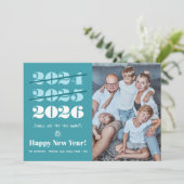 Nieuwjaar grappige 3e keer een charm Modern Blauwg Feestdagenkaart (Staand voorkant)