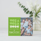 Nieuwjaar grappige 3e keer een charm Modern Green  Feestdagenkaart (Staand voorkant)