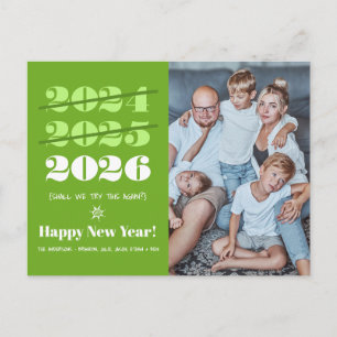 Nieuwjaar grappige 3e keer een charm Modern Green  Feestdagenkaart