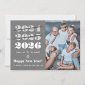 Nieuwjaar grappige 3e keer een charm Modern Grey F Feestdagenkaart (Voorkant)