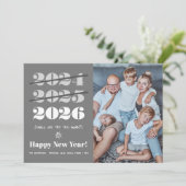 Nieuwjaar grappige 3e keer een charm Modern Grey F Feestdagenkaart (Staand voorkant)