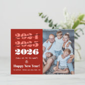 Nieuwjaar grappige 3e keer een Charm Modern Red Fo Feestdagenkaart (Staand voorkant)