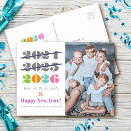 Nieuwjaar grappige derde keer een charme moderne f feestdagenkaart