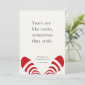 Nieuwjaar grappige Sokken rood Feestdagenkaart (Staand voorkant)