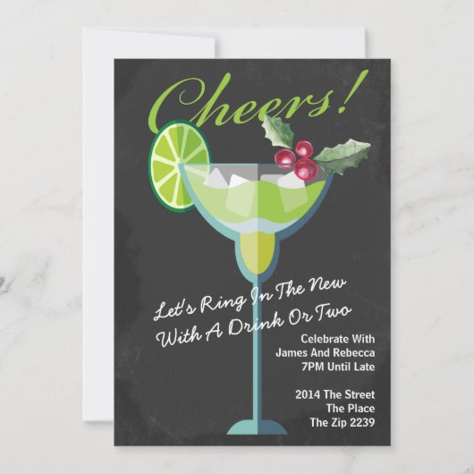 Nieuwjaar Groene Cocktail Party op maat Kaart (Voorkant)