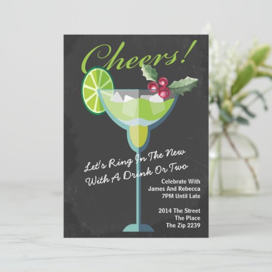 Nieuwjaar Groene Cocktail Party op maat Kaart (Staand voorkant)