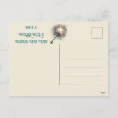 Nieuwjaar Groet Blauwharige Getatoeëerde Heks Feestdagenkaart (Achterkant)