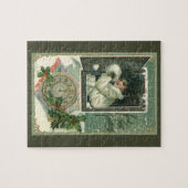  Nieuwjaar Groeten, Victoriaans Meisje Venster Legpuzzel (Horizontaal)