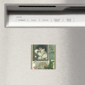  Nieuwjaar Groeten, Victoriaans Meisje Venster Magneet (Insitu (Vaatwasser))