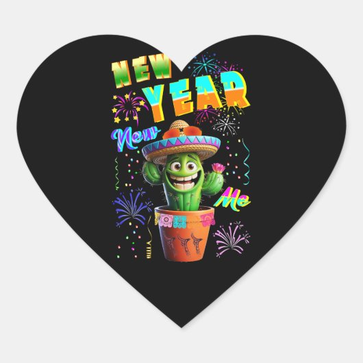 Nieuwjaar Hart Sticker (Voorkant)