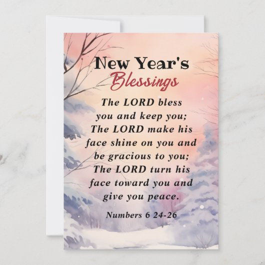 Nieuwjaar Heer zegene u Bijbel Verse Winter Scène Feestdagenkaart (Voorkant)