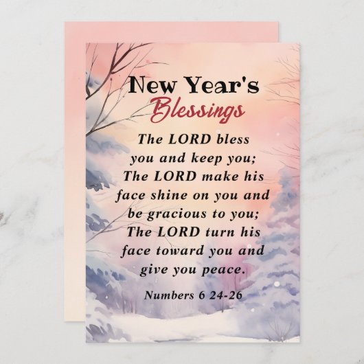 Nieuwjaar Heer zegene u Bijbel Verse Winter Scène Feestdagenkaart (Voorkant / Achterkant)