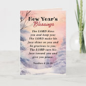 Nieuwjaar Heer zegene u Bijbel Verse Winter Scène Kaart (Voorkant)