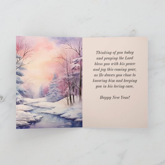 Nieuwjaar Heer zegene u Bijbel Verse Winter Scène Kaart (Binnen)