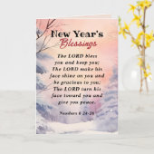 Nieuwjaar Heer zegene u Bijbel Verse Winter Scène Kaart (Gele Bloem)
