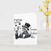 Nieuwjaar, hetzelfde Baka-leven, grappig skelet, N Kaart (Gele Bloem)