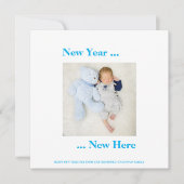 Nieuwjaar hier Foto Baby Boy Mededeling Blauw (Voorkant)