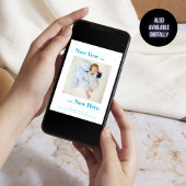 Nieuwjaar hier Foto Baby Boy Mededeling Blauw Aankondiging
