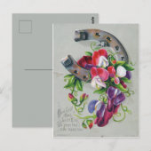  Nieuwjaar Hoefijzer en Bloemen Briefkaart (Voorkant / Achterkant)