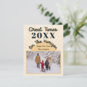 Nieuwjaar Horizon Celebration Design Cream Feestdagenkaart (Staand voorkant)