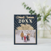 Nieuwjaar Horizon Celebration Design Midnight Blue Feestdagenkaart (Staand voorkant)