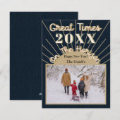 Nieuwjaar Horizon Celebration Design Midnight Blue Feestdagenkaart (Voorkant / Achterkant)