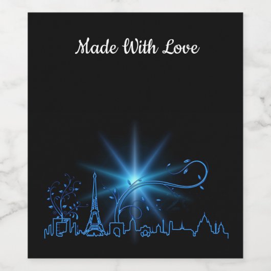 Nieuwjaar in Parijs Wijn Etiket (Enkel label)