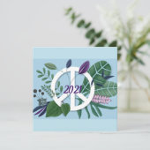 Nieuwjaar Inspirerend Floral Blue Flat Feestdagenkaart (Staand voorkant)