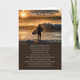 Nieuwjaar Inspirerend gedachten met Surfergedicht Kaart