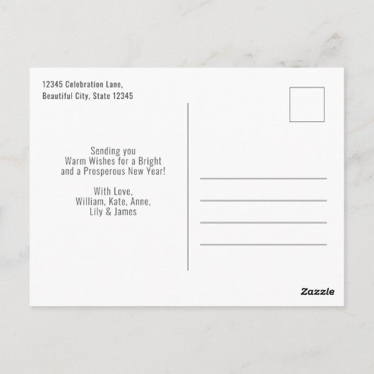 Nieuwjaar is lang geweest en heeft het eindelijk r briefkaart (Achterkant)