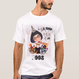 Nieuwjaar Kat Lady T-Shirt