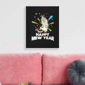 Nieuwjaar kat-liefde voor vrouwen Happy Mew 2023 Canvas Afdruk (Insitu (Woonkamer))