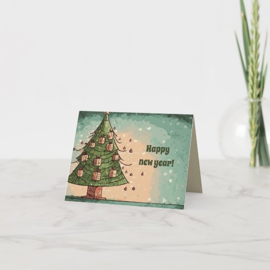 Nieuwjaar kerstboom kaart (Voorkant)
