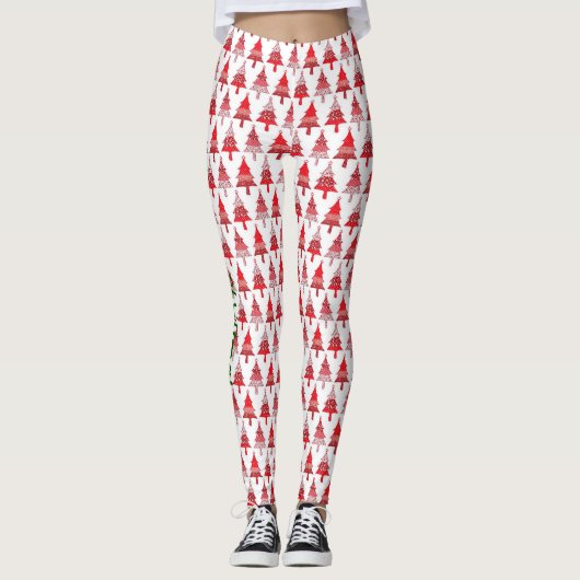 Nieuwjaar kerstboomvakantie nieuw jaar RED Leggings (Voorkant)