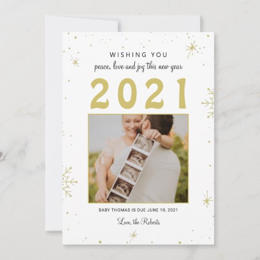 nieuwjaar/kerstfeest baby bekendmaking snowflap le feestdagenkaart (Voorkant)