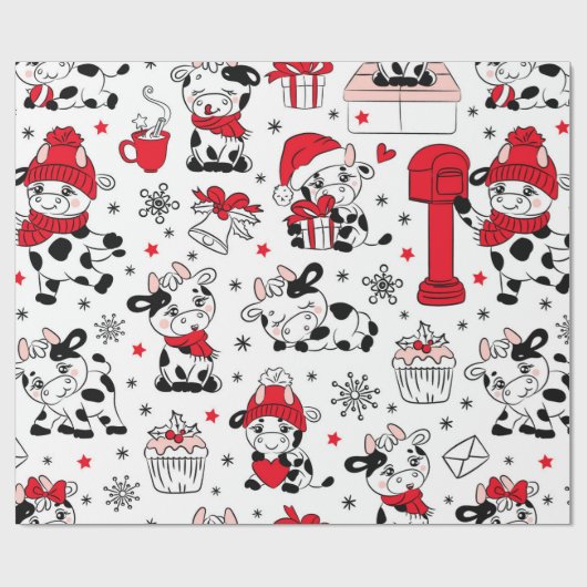 Nieuwjaar kerstfeest cadeaupapier (Vlak)