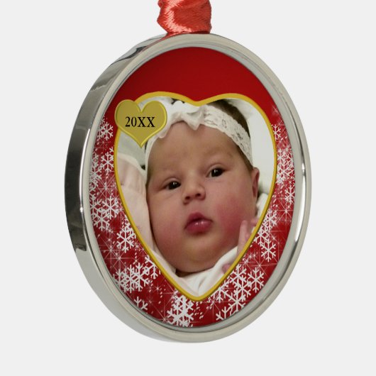 Nieuwjaar kerstfeest rood hart foto geboortejaar metalen ornament (Rechts)