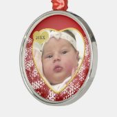 Nieuwjaar kerstfeest rood hart foto geboortejaar metalen ornament (Links)