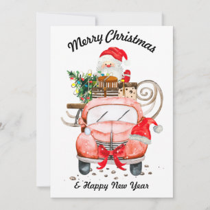 nieuwjaar kerstman vrachtwagen kerstfeest kaart