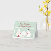 Nieuwjaar Kerstmis 2020 Snowman Kaart (Gele Bloem)